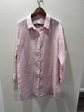 Sigrid Olsen Dusty Rose Linen Button-Front Shirt